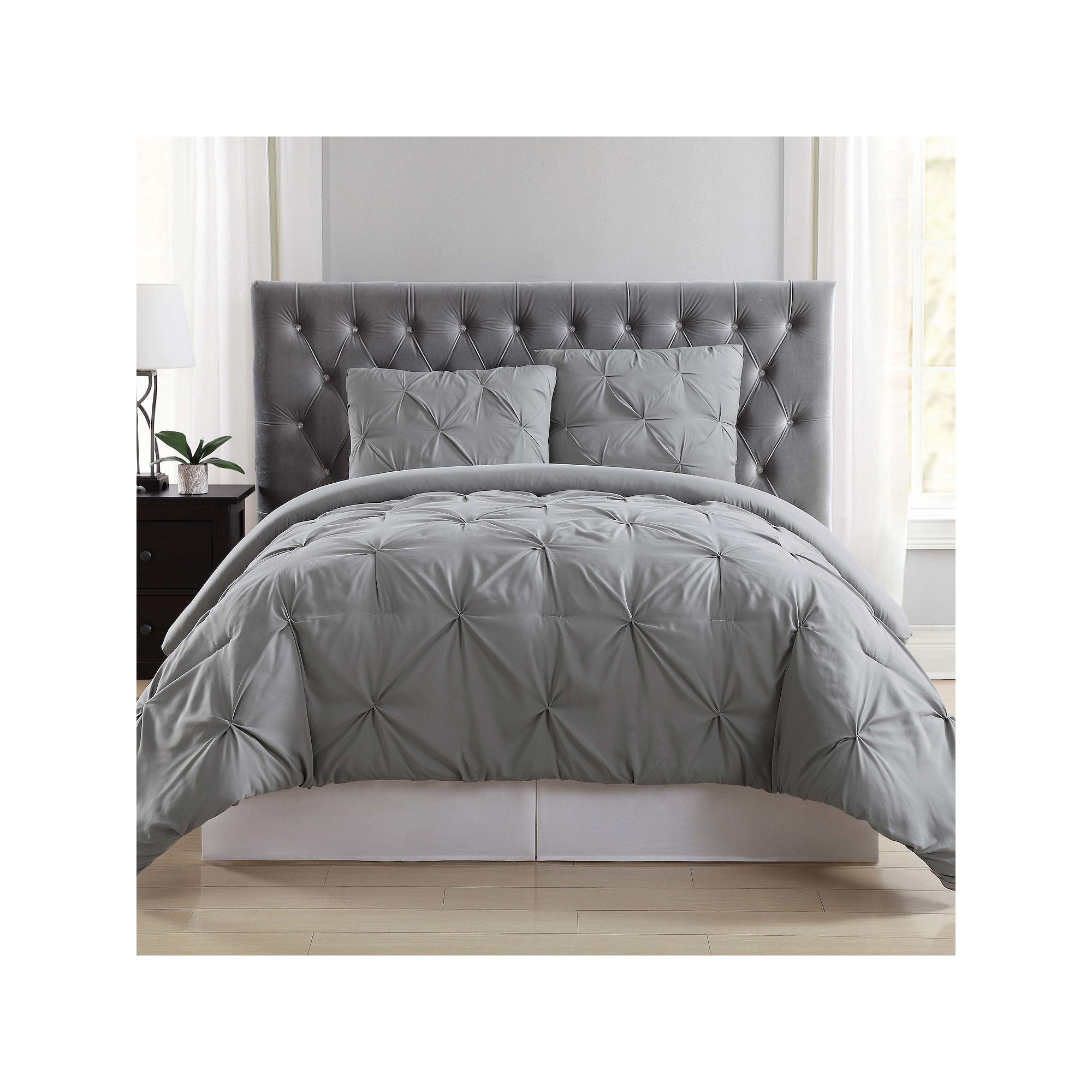 Truly Soft Everyday Pleated Duvet Set, Gray