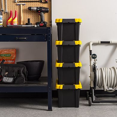 Iris 5-Gallon Heavy Duty Garage Storage Bins with Lids 4 Pack