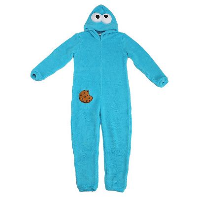 Cookie Monster Mens Onesie 2xl Adult Sesame Street Cookie Monster