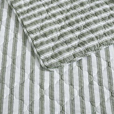 Stone Cottage Willow Way Ticking Stripe Green Quilt Set