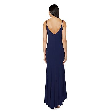 Juniors' Jump Apparel V-Neck Side Slit Godet Hem Gown