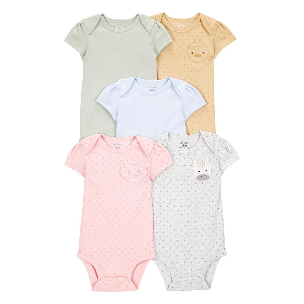 Carter's 5pc Baby Girl Forest Animals and Floral Bodysuit Set