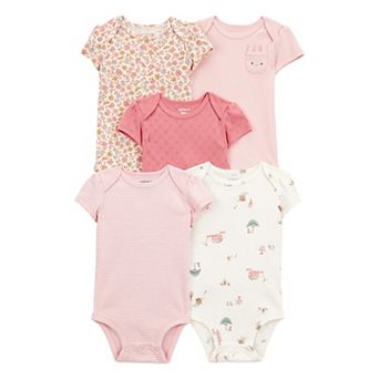 Baby Girl Carter's 5 pk Floral Bunny Short Sleeve Bodysuit Set