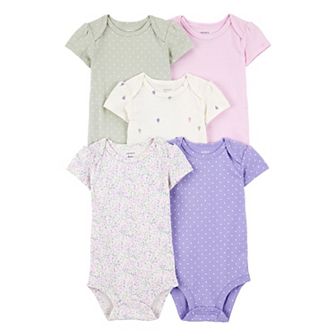 Baby Girl Carter's 5 pk Short Sleeve Bodysuits Set