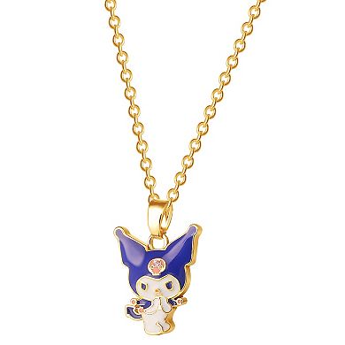 Sanrio 18k Gold Plated Kuromi Crystal Pendant Necklace