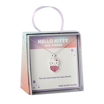 Sanrio Silver Plated Pink Crystal Hello Kitty Pendant Necklace