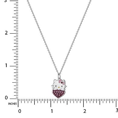 Sanrio Silver Plated Pink Crystal Hello Kitty Pendant Necklace