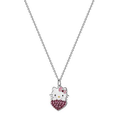Sanrio Silver Plated Pink Crystal Hello Kitty Pendant Necklace