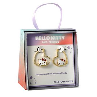 Sanrio 18k Gold Plated Hello Kitty Heart Hoop Earrings
