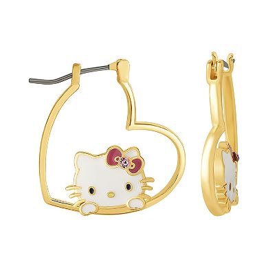 Sanrio 18k Gold Plated Hello Kitty Heart Hoop Earrings