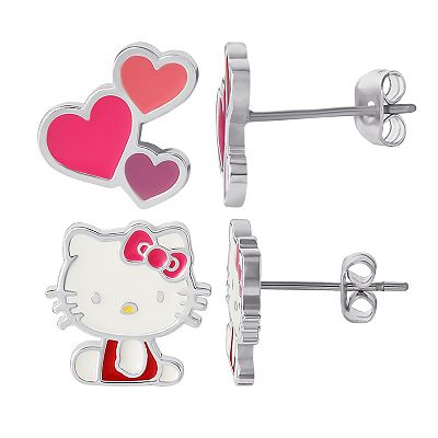 Sanrio Silver Plated Hello Kitty Stud Earring Set