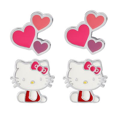 Sanrio Silver Plated Hello Kitty Stud Earring Set