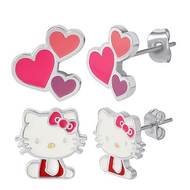 Sanrio Silver Plated Hello Kitty Stud Earring Set