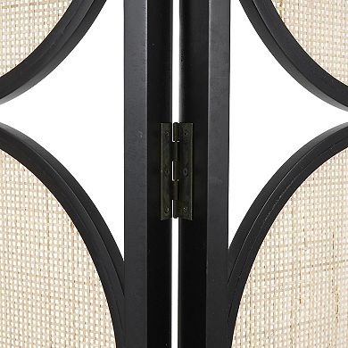 Stella & Eve Black Wooden Geometric Handmade Arched Foldable 3 Panel Room Divider Screen