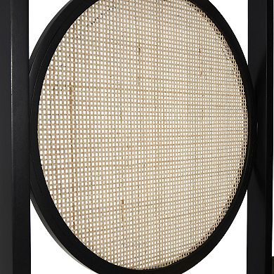 Stella & Eve Black Wooden Geometric Handmade Arched Foldable 3 Panel Room Divider Screen