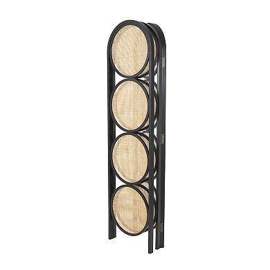 Stella & Eve Black Wooden Geometric Handmade Arched Foldable 3 Panel Room Divider Screen