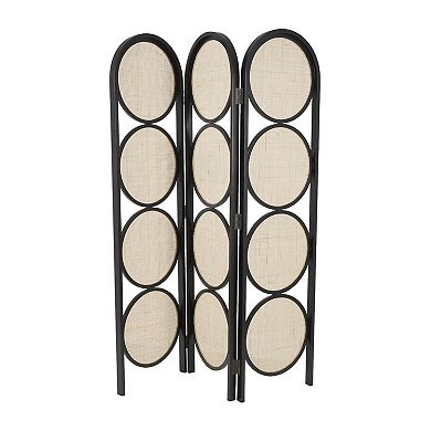 Stella & Eve Black Wooden Geometric Handmade Arched Foldable 3 Panel Room Divider Screen