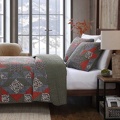 Eddie Bauer Block Patchwork Green Quilt Set with Shams