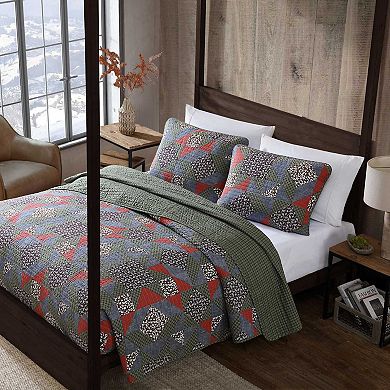 Eddie Bauer Block Patchwork Green Quilt Set with Shams