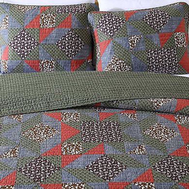 Eddie Bauer Block Patchwork Green Quilt Set with Shams