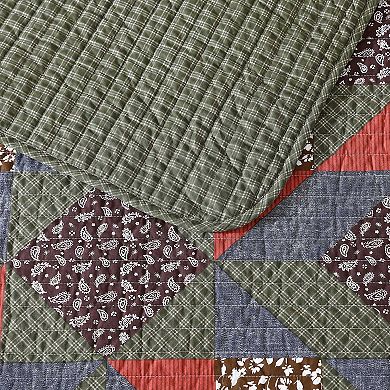 Eddie Bauer Block Patchwork Green Quilt Set with Shams