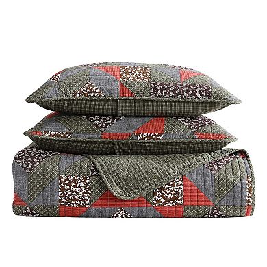 Eddie Bauer Block Patchwork Green Quilt Set with Shams