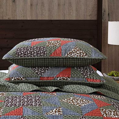 Eddie Bauer Block Patchwork Green Quilt Set with Shams