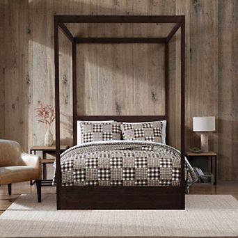 Eddie Bauer Gingham Patchwork Brown Quilt Set with Shams