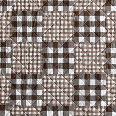 Eddie Bauer Gingham Patchwork Brown Quilt Set with Shams