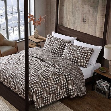 Eddie Bauer Gingham Patchwork Brown Quilt Set with Shams