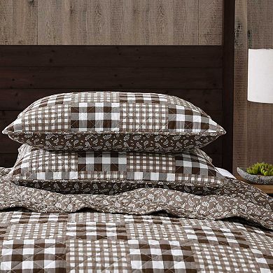 Eddie Bauer Gingham Patchwork Brown Quilt Set with Shams