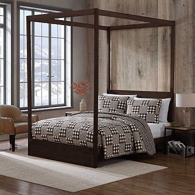 Eddie Bauer Gingham Patchwork Brown Quilt Set with Shams
