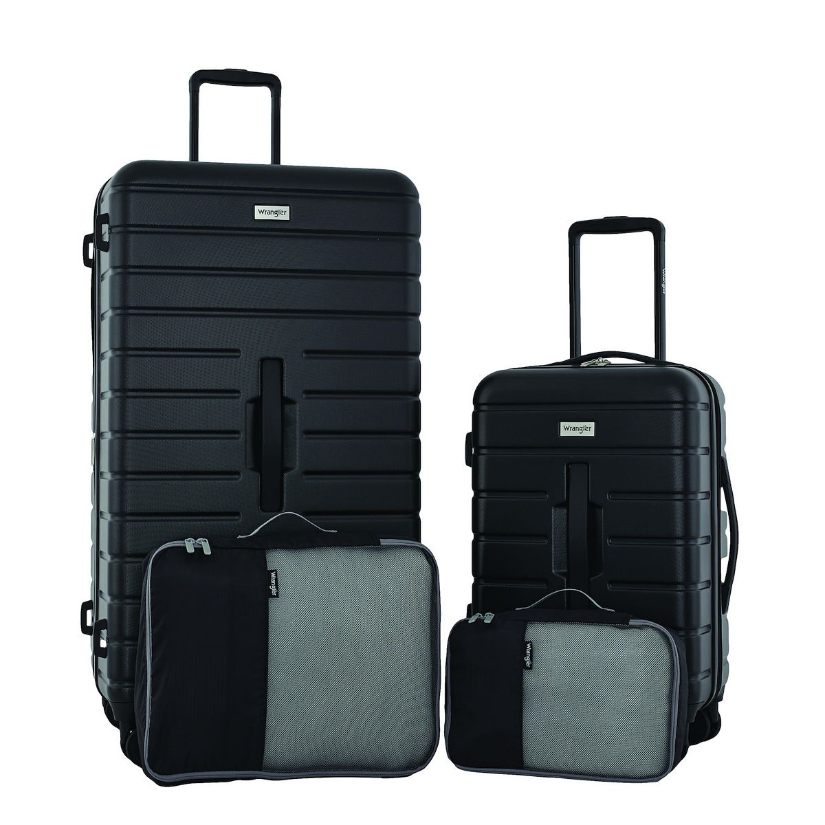 Wrangler 4-Piece Hardside Trunk Spinner Luggage Set - Black