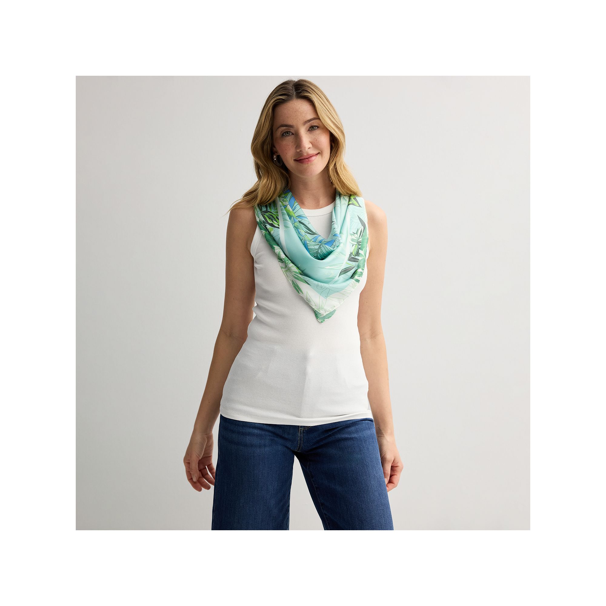 Womens Cejon™ Palm Square Scarf, Blue