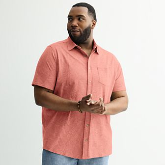 Big & Tall Sonoma Goods For Life® Short Sleeve Knit Button Down Shirt