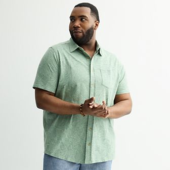 Big & Tall Sonoma Goods For Life® Short Sleeve Knit Button Down Shirt