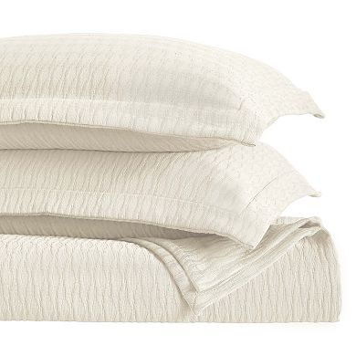 SUPERIOR Calvert Cotton Medium Weight Geometric Matelasse Bedspread & Sham Set