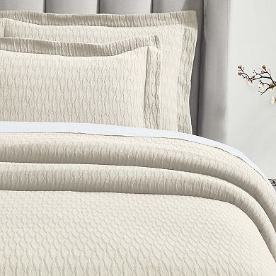 SUPERIOR Calvert Cotton Medium Weight Geometric Matelasse Bedspread & Sham Set