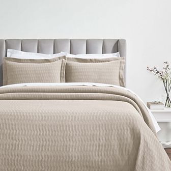 SUPERIOR Calvert Cotton Medium Weight Geometric Matelasse Bedspread & Sham Set