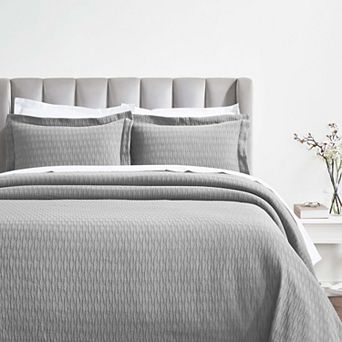 SUPERIOR Calvert Cotton Medium Weight Geometric Matelasse Bedspread & Sham Set