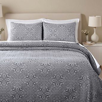 SUPERIOR Enzy Medium Weight Medallion Matelasse Quilt & Sham Set