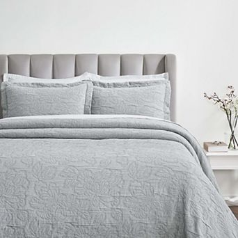 SUPERIOR Hibiscus Cotton Medium Weight Matelasse Woven Bedspread & Sham Set