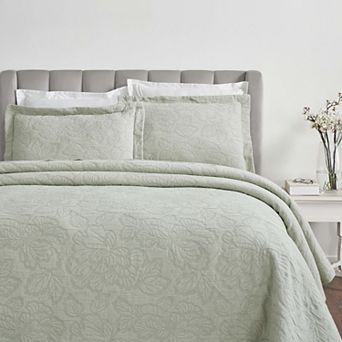 SUPERIOR Hibiscus Cotton Medium Weight Matelasse Woven Bedspread & Sham Set