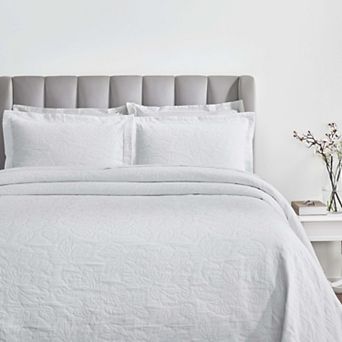 SUPERIOR Hibiscus Cotton Medium Weight Matelasse Woven Bedspread & Sham Set