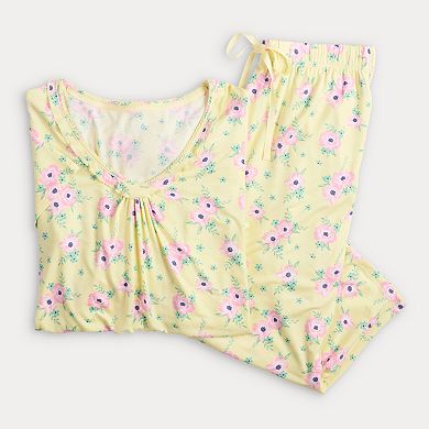Women's Croft & Barrow® Print Short Sleeve Pajama Top & Pajama Pants Sleep Set