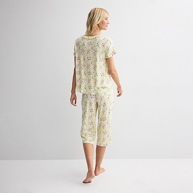 Women's Croft & Barrow® Print Short Sleeve Pajama Top & Pajama Pants Sleep Set