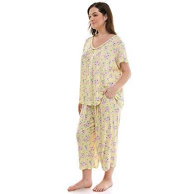 Plus Size Croft & Barrow® Print Short Sleeve Pajama Top & Pajama Pants Sleep Set
