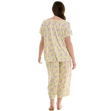 Plus Size Croft & Barrow® Print Short Sleeve Pajama Top & Pajama Pants Sleep Set