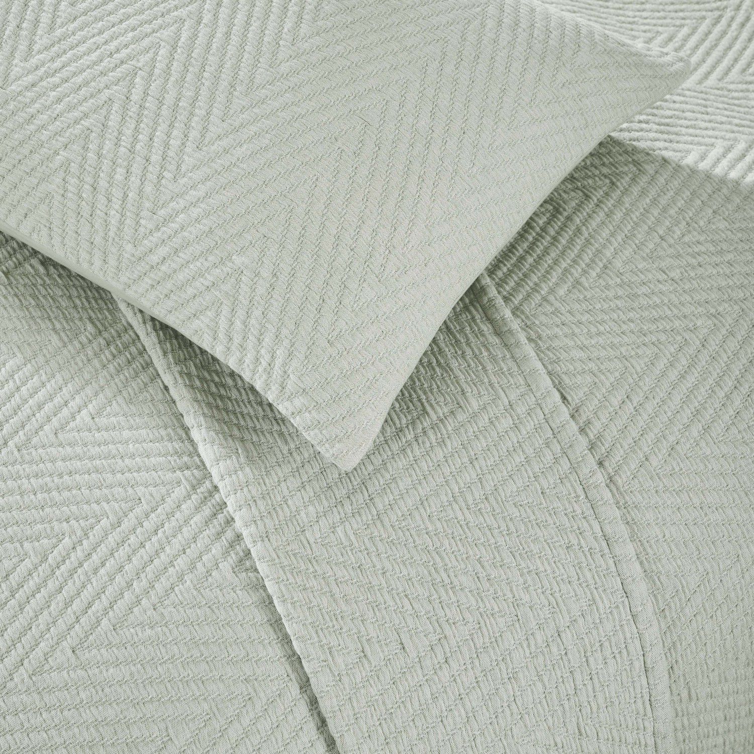 Vineyard Collection Olive Green King Coverlet - Medium Weight Cotton Blend Bedspread For All Seasons - View #10
