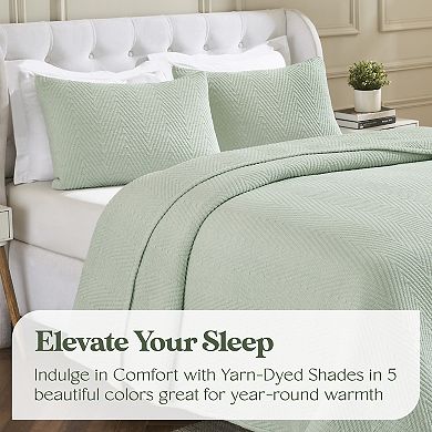 SUPERIOR Aswen Chevron Quilted Medium Weight Cotton Coverlet
